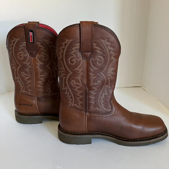 Rocky Original Pull On Mens Size 8 Brown Western Cowboy Work Boot Water Proof. - Picture 2 of 11